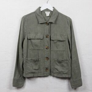 NICOLE MILLER‎ Linen Lyocell Utility Jacket Green Cargo Boho Retro Military Sz M